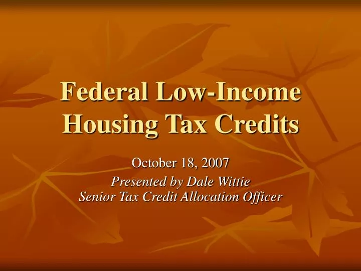federal low income housing tax credits