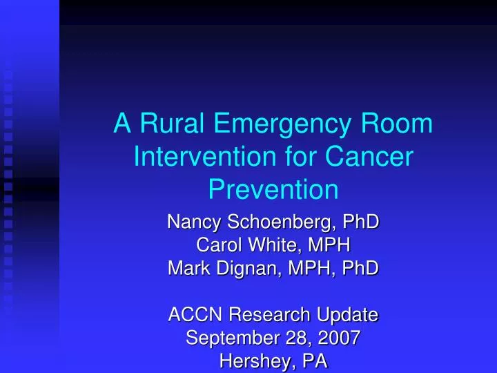 a rural emergency room intervention for cancer prevention