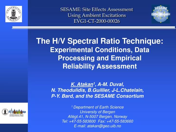 sesame site effects assessment using ambient excitations evg1 ct 2000 00026