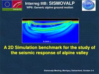 Interreg IIIB: SISMOVALP WP6: Generic alpine ground motion