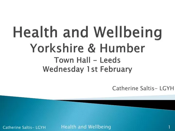 health and wellbeing yorkshire humber town hall leeds wednesday 1st february