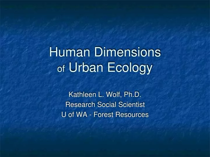 human dimensions of urban ecology