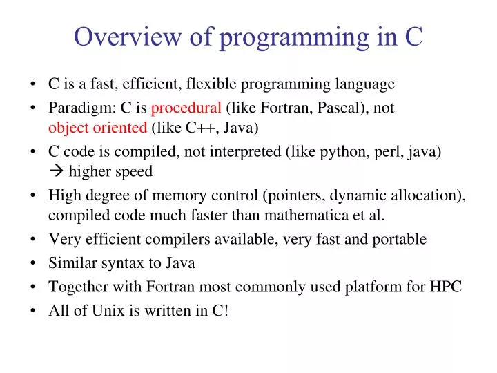 overview of programming in c