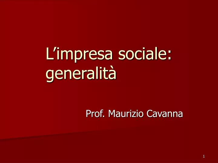 l impresa sociale generalit