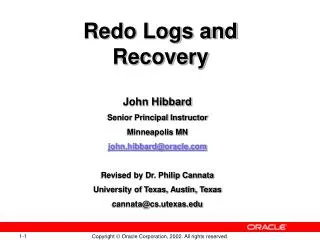 Redo Logs and Recovery