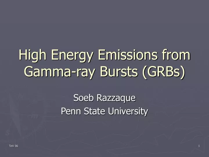 high energy emissions from gamma ray bursts grbs