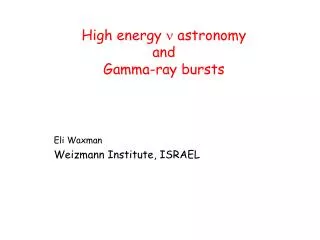 High energy n astronomy and Gamma-ray bursts