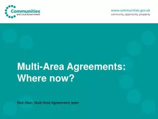 Multi-Area Agreements: Where now?