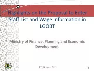 Highlights on the Proposal to Enter Staff List and Wage Information in LGOBT