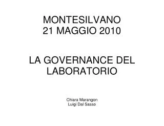 la governance del laboratorio chiara marangon luigi dal sasso