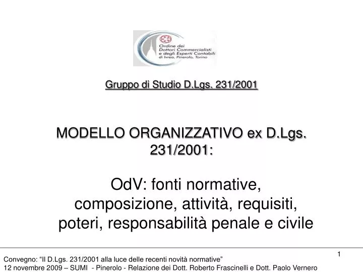 gruppo di studio d lgs 231 2001 modello organizzativo ex d lgs 231 2001