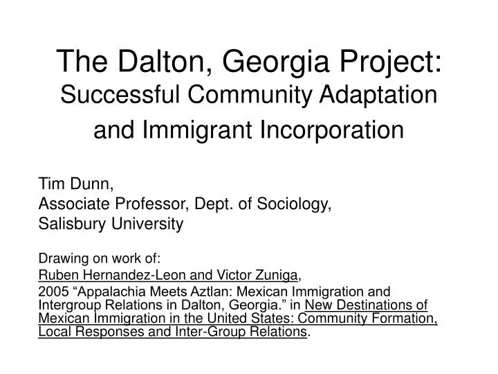 the dalton georgia project successful community adaptation and immigrant incorporation