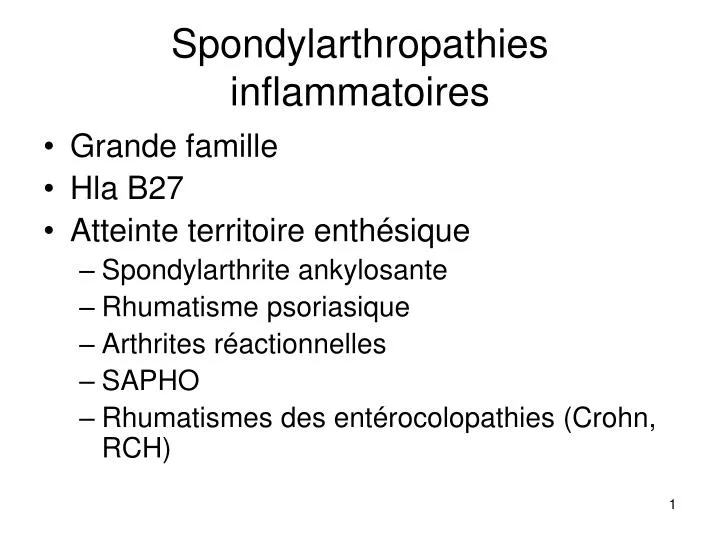 spondylarthropathies inflammatoires