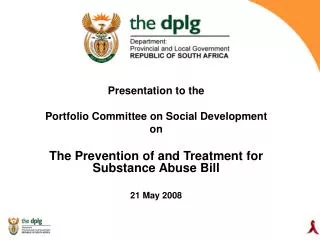 Presentation to the Portfolio Committee on Social Development on