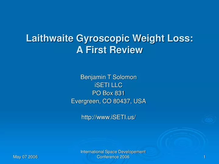 laithwaite gyroscopic weight loss a first review