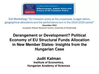 Judit Kalman Institute of Economics, Hungarian Academy of Sciences