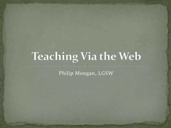 teaching via the web