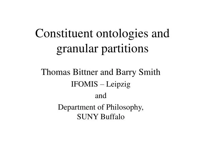 constituent ontologies and granular partitions