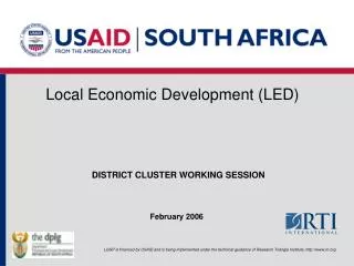 DISTRICT CLUSTER WORKING SESSION