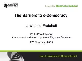 The Barriers to e-Democracy