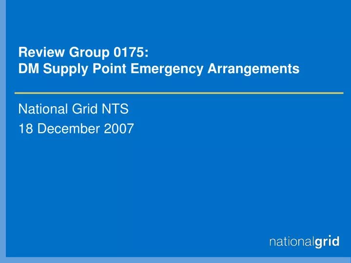 review group 0175 dm supply point emergency arrangements