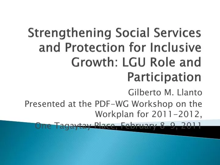 strengthening social services and protection for inclusive growth lgu role and participation