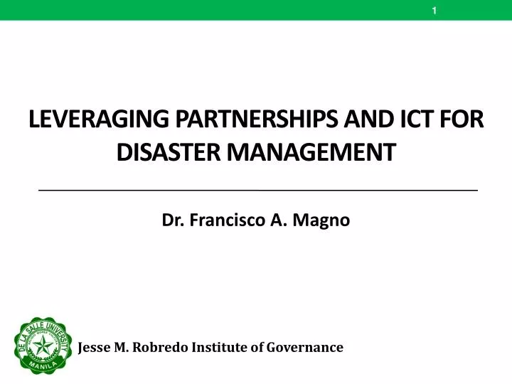 leveraging partnerships and ict for disaster management