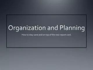Organization and Planning