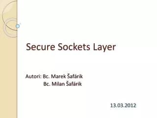 secure sockets layer