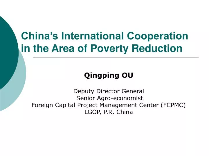 china s international cooperation in the area of poverty reduction