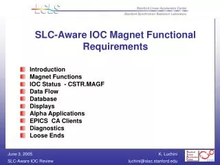 SLC-Aware IOC Magnet Functional Requirements