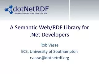 A Semantic Web/RDF Library for .Net Developers
