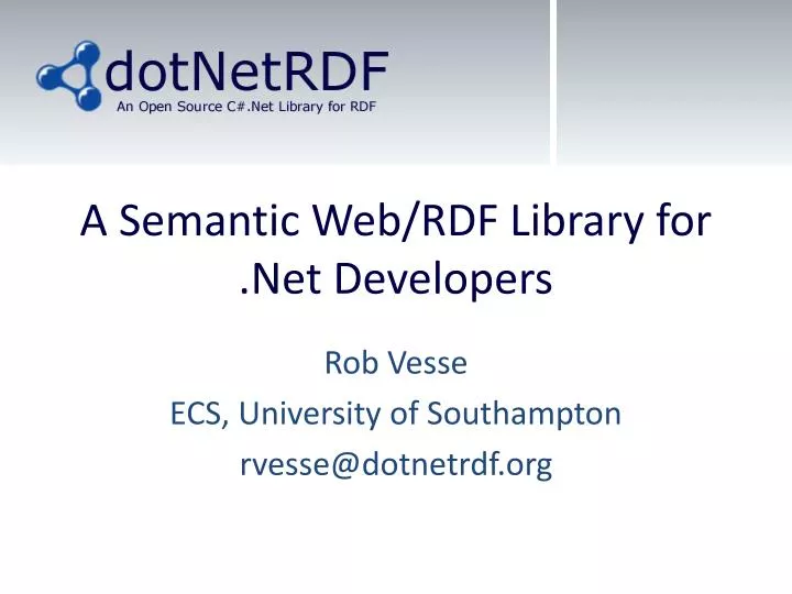a semantic web rdf library for net developers