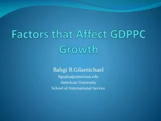 Factors that Affect GDPPC Growth