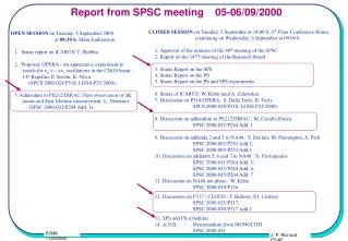 Report from SPSC meeting 05-06/09/2000