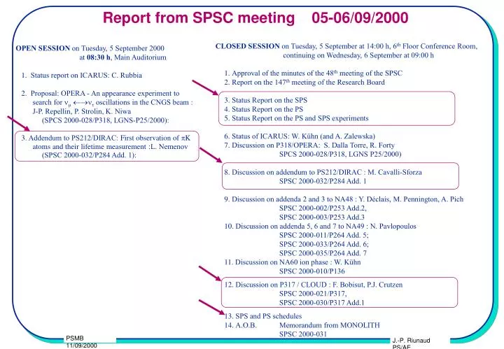 report from spsc meeting 05 06 09 2000
