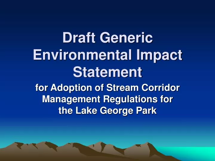 draft generic environmental impact statement