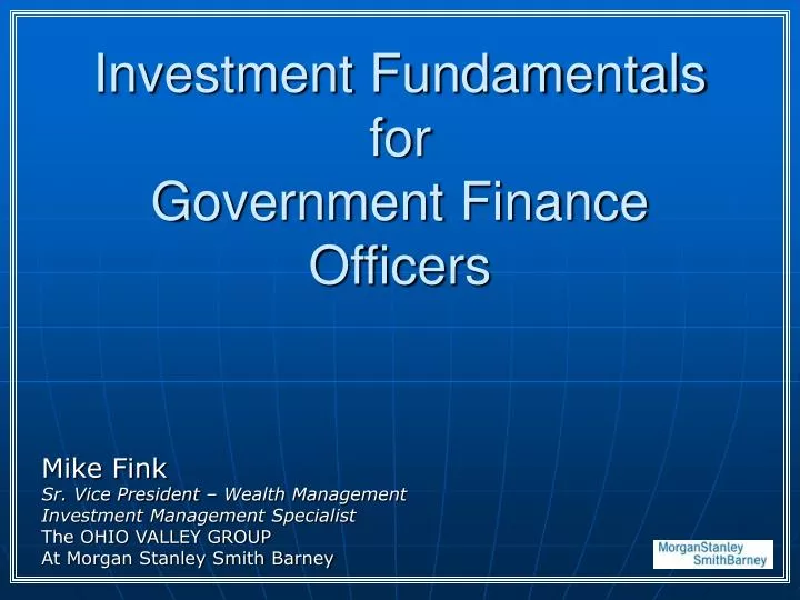 investment fundamentals for government finance officers