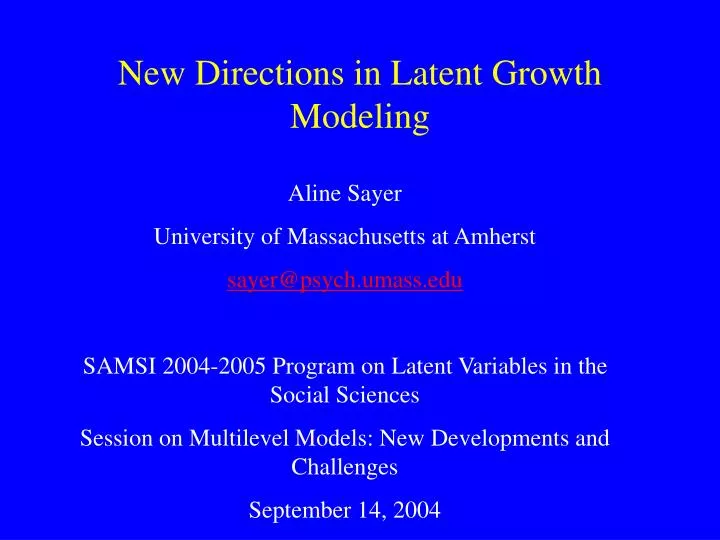 new directions in latent growth modeling