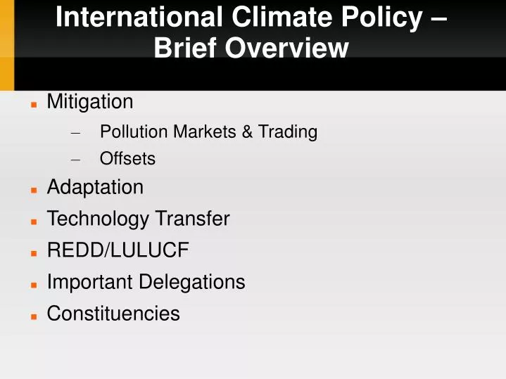 international climate policy brief overview