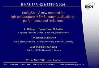 E-MRS SPRING MEETING 2006
