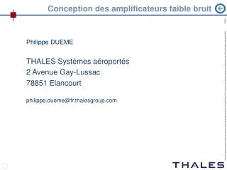 conception des amplificateurs faible bruit