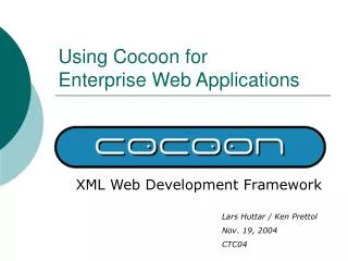 Using Cocoon for Enterprise Web Applications