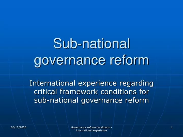 sub national governance reform