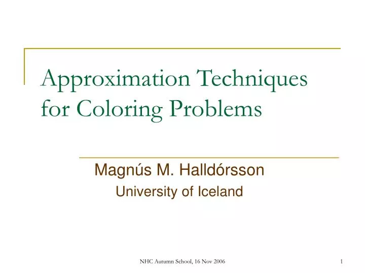 approximation techniques for coloring problems