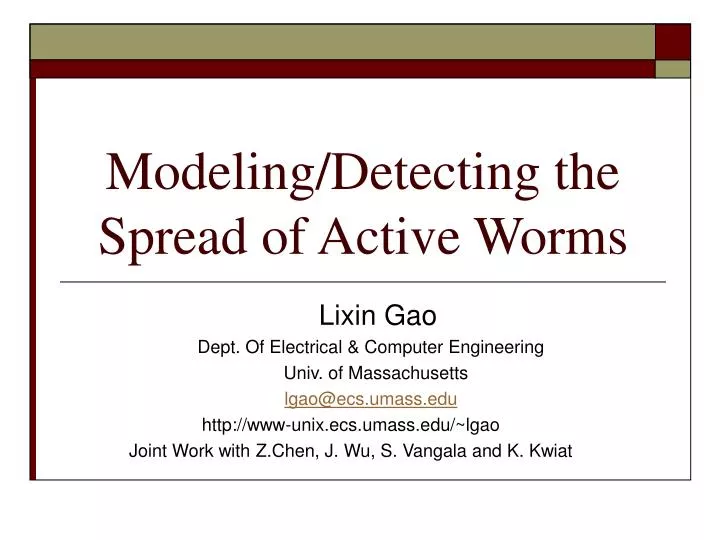 modeling detecting the spread of active worms