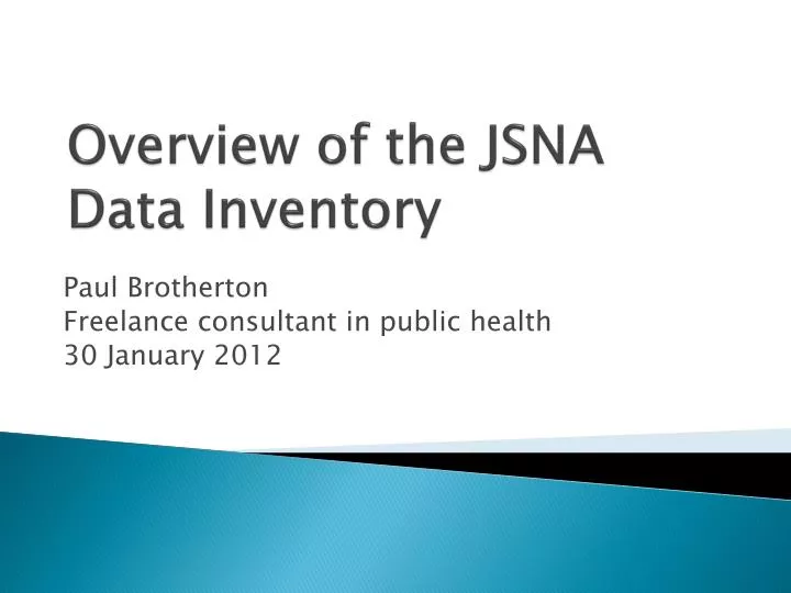 overview of the jsna data inventory