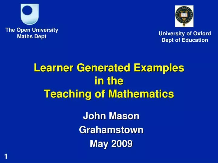 learner generated examples in the teaching of mathematics
