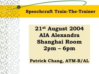 Speechcraft Train-The-Trainer