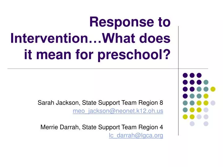 response to intervention what does it mean for preschool